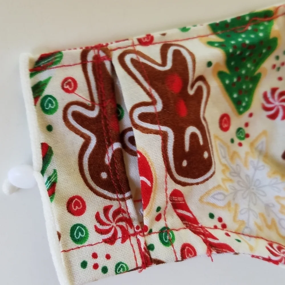 Handmade Face Mask Christmas Gingerbread Kids Beige Background Ages (3-6)